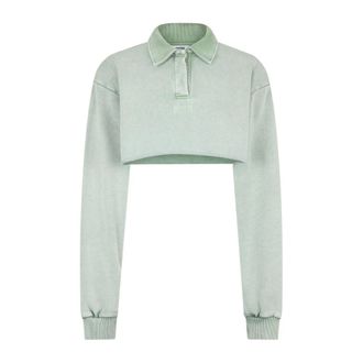GCDS Cropped poloshirt met gewassen effect - Dames - Polos - Groen - M - Katoen - Tops
