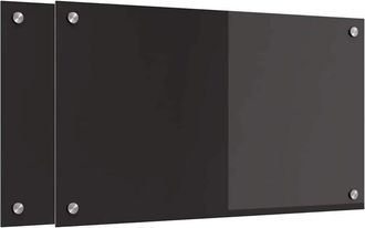 vidaXL Salpicadero De Cocina 2 Pcs Negro 70 X 40 Cm Vidrio Templado Vidaxl