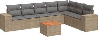 vidaXL Vidaxl - Juego De Sof&aacute;s De Jard&iacute;n Con Cojines Beige 8 Pzas Rat&aacute;n Pe