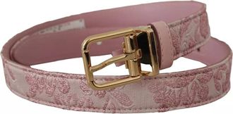 Dolce & Gabbana Womens Floral Embroidered Belt Model Wnb103 - Rose Gold Leather - One Size