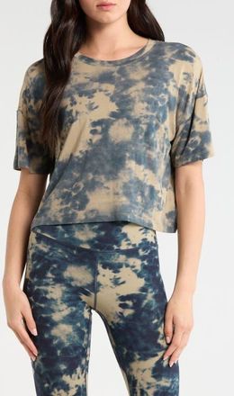 Lord & Taylor Shibori Breeze Crop Boyfriend T-Shirt in Silver Sage Shibori at Nordstrom, Size X-Small