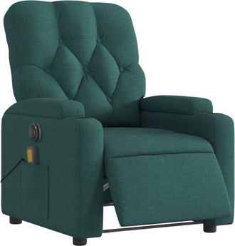 vidaXL Vidaxl - Sill&oacute;n Reclinable De Masaje El&eacute;ctrico Tela Verde Oscuro