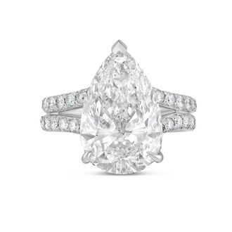 Diana M. Jewels Platinum 6ct lab grown pear diamond Micropav&eacute; Split Shank Ring