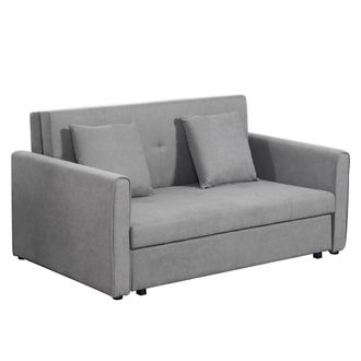 HOMCOM Sof&aacute; Cama De 2 Plazas Tapizado En Poli&eacute;ster Con 2 Cojines Desmontables Reposabrazos Base De Almacenaje Sof&aacute; Doble Moderno Sal&oacute;n Oficina 152x101x81cm