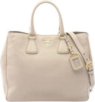 Prada Pre-owned Vit.daino 2Way Tote Bag - Dames - Vintage Shopper - Grijs - ONE Size - Leer - Vintage