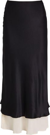 Reformation Marcia Colour-blocked Silk Midi Skirt - Black - 0 (UK4 / Xxs)