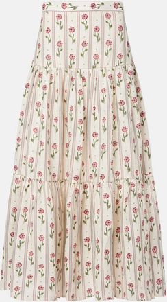 Agua Bendita Bergamota floral linen maxi skirt