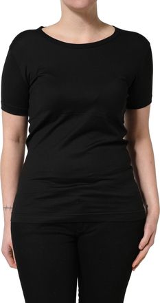Dolce & Gabbana Womens Black Cotton Round Neck Short Sleeves T-Shirt