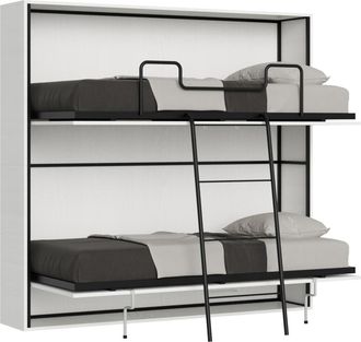 Itamoby Litera abatible horizontal con colchones effecto madeira fresno blanco