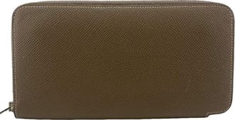 Hermès Beige Leather Long Wallet (Bi-Fold) (Pre-Owned)
