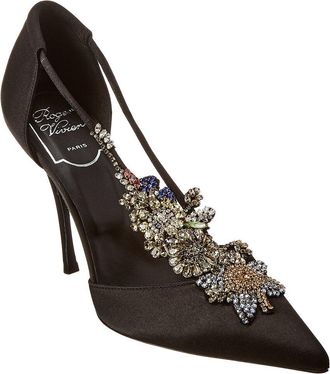 Roger Vivier Dorsay V Sin Courrone De Fleurs Silk Pump
