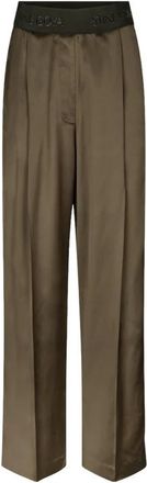 Stine Goya Luxe Satijnen Wijde Broek - Dames - Straight fit broeken - Groen - S - Satijn - Broeken