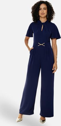 Yumi Twist Knot Buckle Detail Jumpsuit in Navy at Nordstrom, Size 12