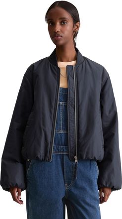 Marc O'Polo Denim Blouson MARC OPOLO DENIM im Aviator-Stil relaxed fit cropped aus recyceltem Polyester, Damen, Gr. XS, blau depths, Obermaterial: 100% Polyester, relax