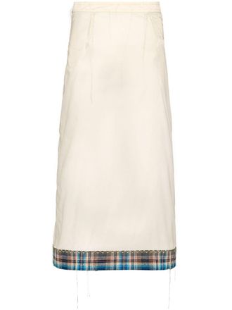 Maison Margiela x Pendleton checked-trim semi-sheer skirt - women - Nylon/Wool - 36 - White