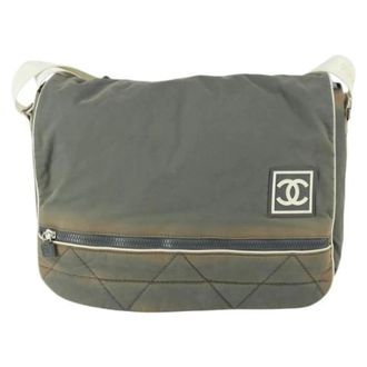 Chanel Vintage, unisex, Grijs, ONE Size, Pre-owned Canvas Cross Body Bag