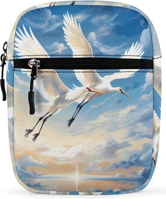 Generic Cranes Birds Flying Sky Crossbody Bag Adjustable Satchel Cute Shoulder Bag Lightweight Sling Bags