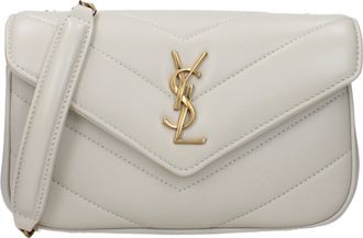Saint Laurent Loulou Damess Crossbodytas Lichtbeige/Cr&egrave;me Leer