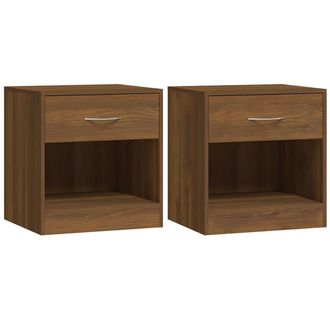 vidaXL Mesitas De Noche 2 Unidades Con Caj&oacute;n Marr&oacute;n Roble Vidaxl