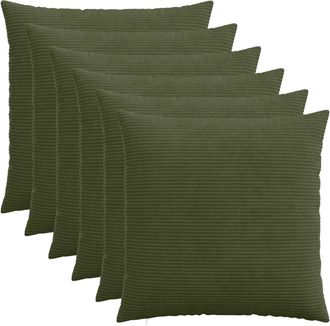 vidaXL Funda De Almohada 6 Pcs Heerlen Verde 55 X 55 Cm Pana Vidaxl