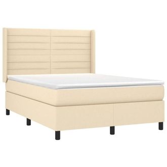 vidaXL Cama Box Spring Con Colch&oacute;n Tela Color Crema 140x200 Cm Vidaxl