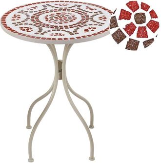 Beliani Beliani - Tavolo da balcone per esterni in metallo bianco con mosaico 60 cm Spello