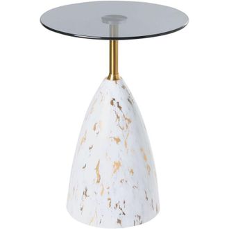 Beliani Tavolino rotondo in metallo Tavolino da caff&egrave; in stile glamour Effetto marmo Bianco e nero Wabby