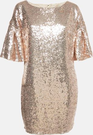 Ingie Paris Copper Gold Sequin Flared Sleeve Mini Dress