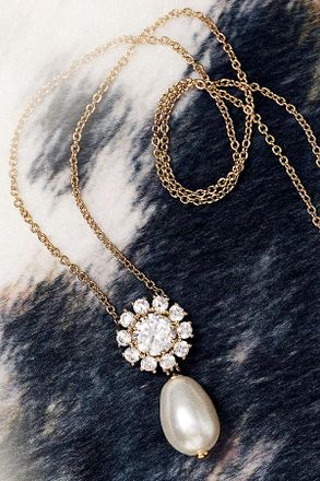 Nadri Sunflower Pearl Drop Necklace