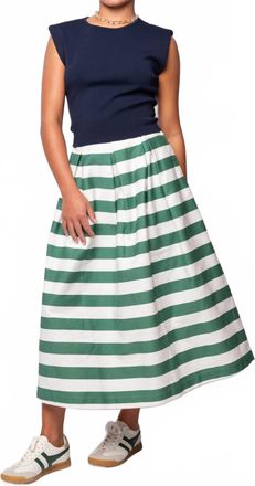 English Factory Bold Stripe Midi Skirt In Sugar Stripe Combo