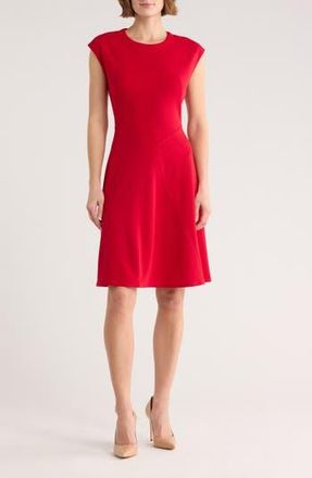 Calvin Klein Cap Sleeve A-Line Dress in Red at Nordstrom Rack, Size 12
