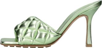 Bottega Veneta Gewatteerde Muiltjessandalen - Dames - Muiltjes - Groen - 37 1/2 EU - Leer - Schoenen