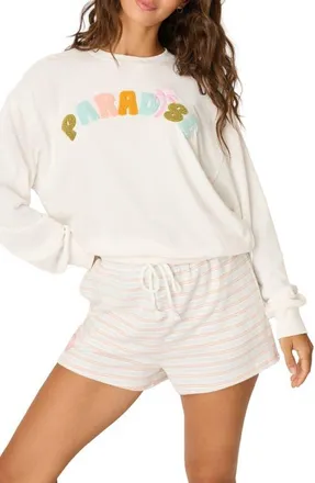 PJ Salvage Paradise Boucl&eacute; Sweatshirt in Ivory at Nordstrom, Size X-Small