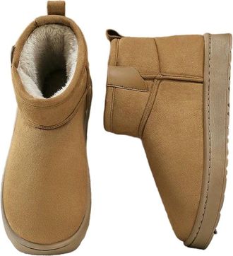 Generic NYSBH Winter Padded and Thick Mens Cotton Shoes, Anti-slip, Wear-resistant Warm Snow Boots, Matte Leather Casual Boots