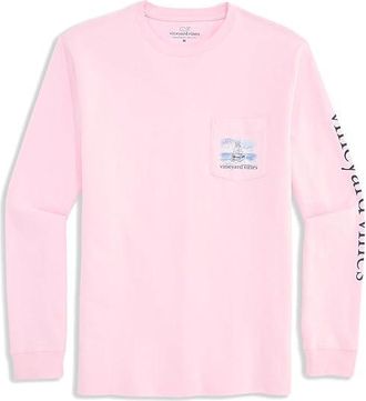 Vineyard Vines Painted Sport Fisher Long Sleeve T-Shirts Mens T Shirt Pink Drink : 2XL, Cotton