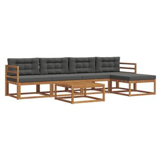vidaXL Conjunto De Sof&aacute;s De Exterior 6 Pcs Natural Y Antracita Vidaxl