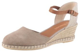 Verbenas Sandalette VERBENAS MALENA SERRAJE, Damen, Gr. 42, grau (taupe), Textil, Veloursleder, Schuhe Sandalette, Sommerschuh, Riemchensandale, Urlaubschuh mi