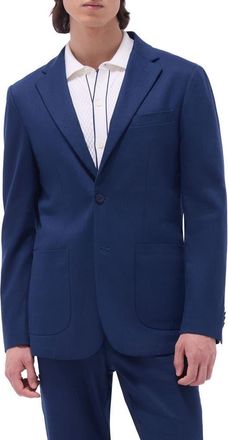 Bugatchi Stretch Linen & Cotton Blend Blazer in Navy at Nordstrom, Size 42