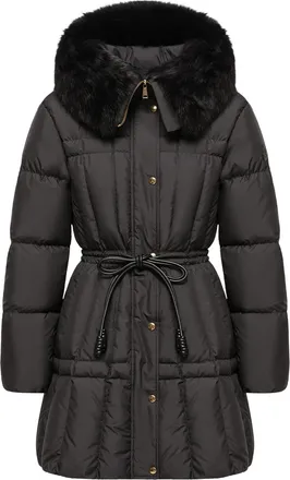 Moncler Moncler Solennel Shearling Trimmed Hooded Short Down Parka, Women, Black, Size: 00