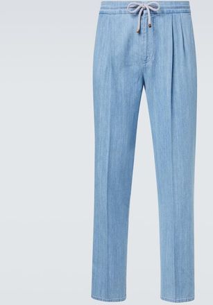 Brunello Cucinelli Pleated cotton straight pants