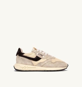 Autry SNEAKERS REELWIND LOW IN NYLON E SUEDE PLATINO RUTABAGA E MARRONE