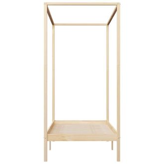 Berkfield Home Comfortable Canopy Bed Frame Solid Pine Wood 100x200 cm in Light Tan