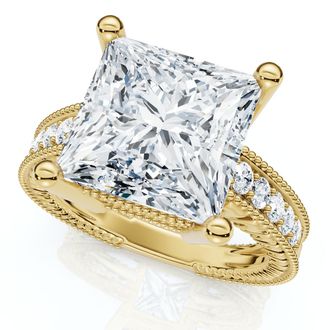 Pompeii3 Certified 4 1/5Ct Princess Cut Diamond Vintage Engagement Ring Lab Grown