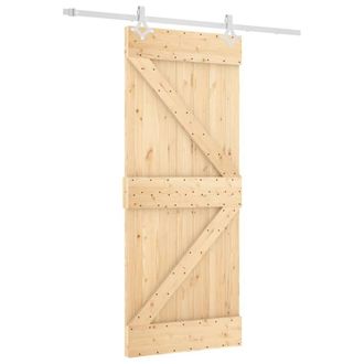 Berkfield Home Sliding Door with Hardware Set 85x210 cm Solid Wood Pine in Light Brown