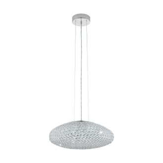 Loops Pendant Ceiling Light Colour Chrome Plated Shade Clear Crystal Bulb E27 3x60W