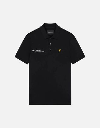 Lyle & Scott Mens Lyle & Scott Black Co-ordinate Print Logo Short Sleeved Polo Shirt - Size: 38