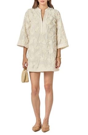 English Factory Ribbon Appliqu&eacute; Shift Minidress in Cream at Nordstrom, Size X-Small