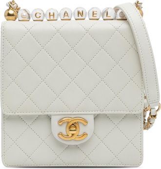 Chanel Pre-owned Womens Quilted Crossbody Bag Leather - White - One Size