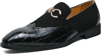 Generic Mens Luxury Penny Loafer Shoes Fashion Slip-on Loafers Smoking Slippers (Black,11.5)