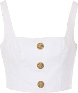 Balmain Buttoned Denim Top
